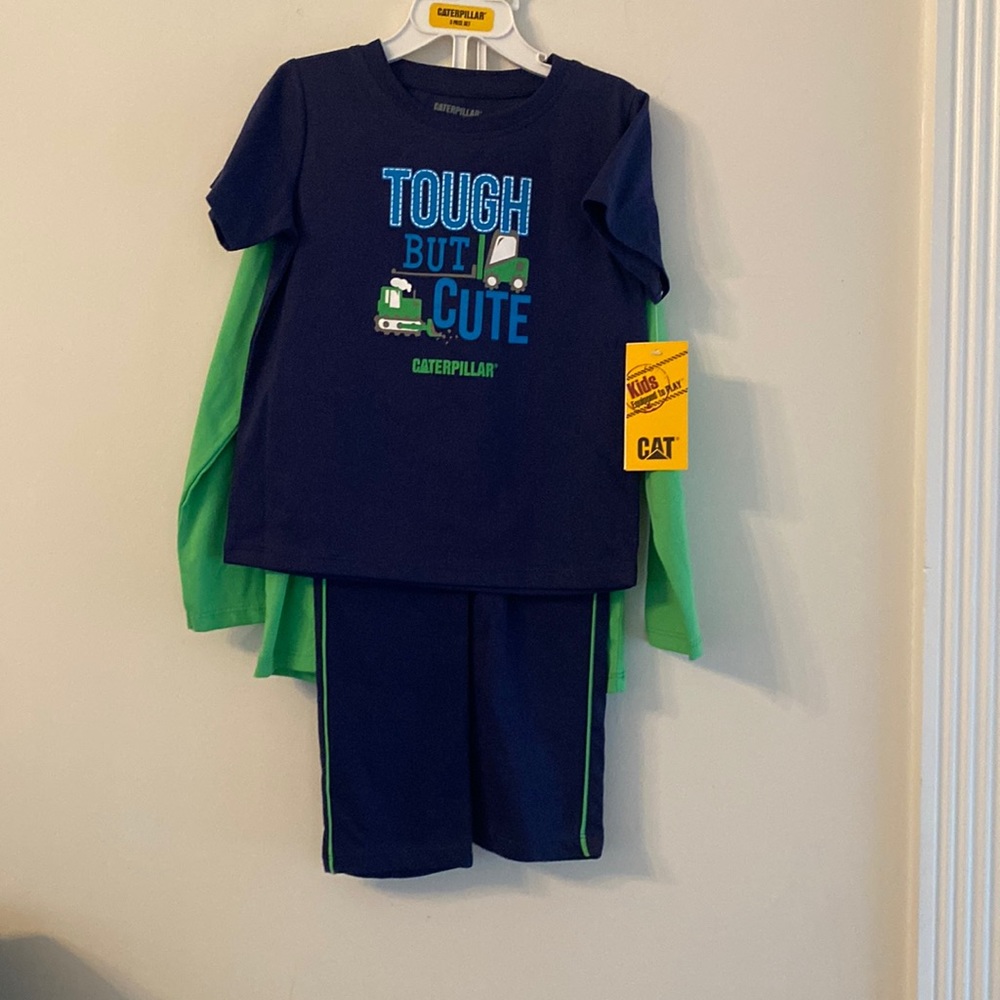 NWT caterpillar long sleeve shirt, short sleeve shirt and pants size 4t